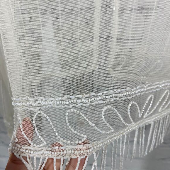Beaded Embroidered Sheer Blouse Size Small Cottage Fairy Transparent Cover Up - Picture 2 of 12